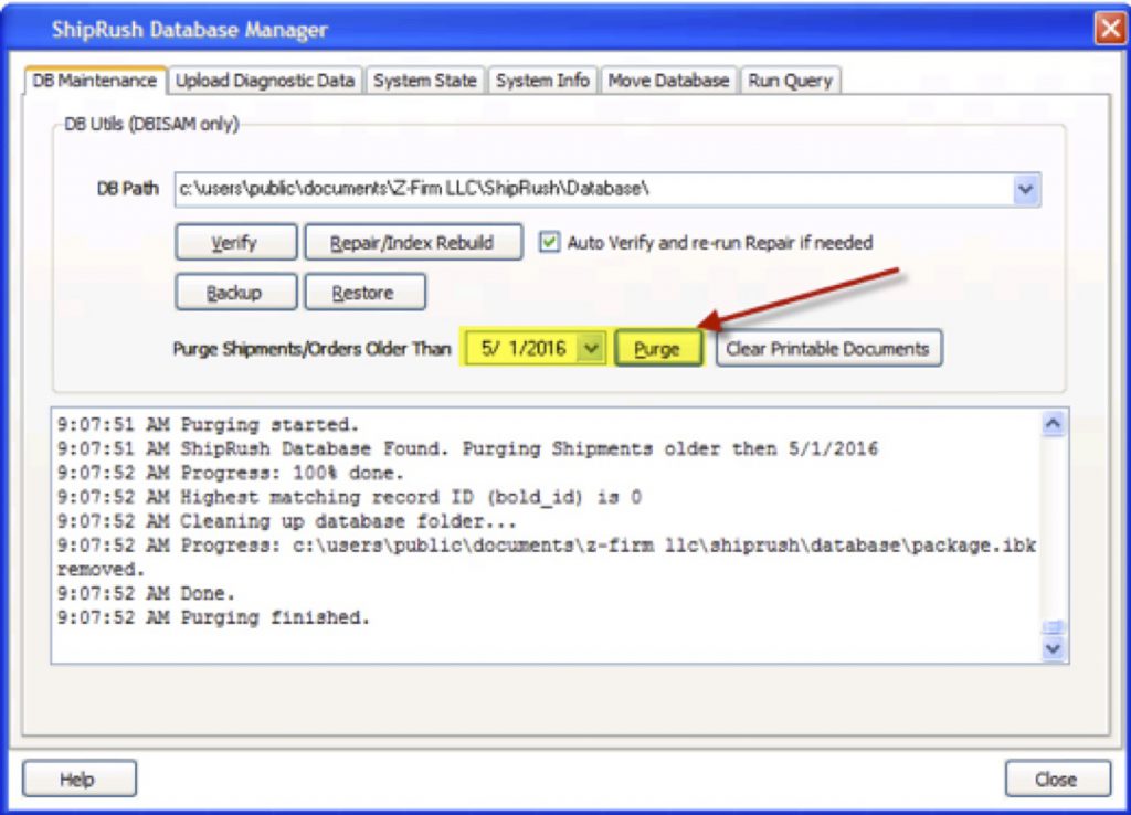 ShipRush Database Manager 3