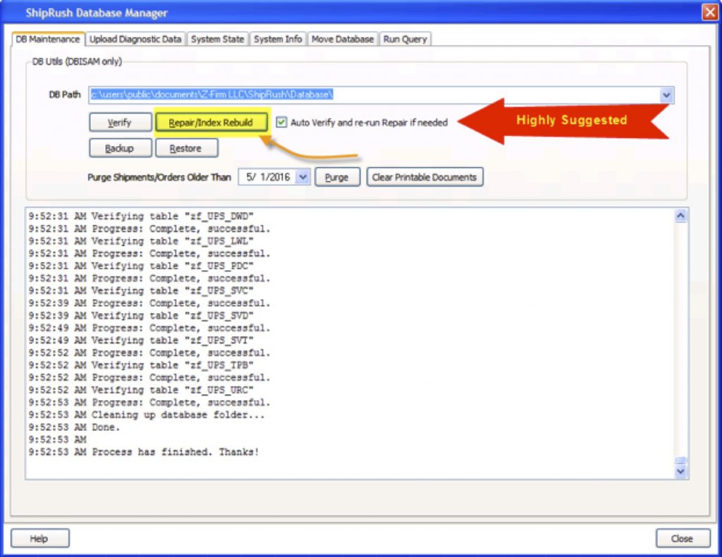 ShipRush Database Manager 4