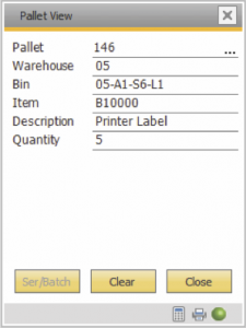 sap business one pallet management-pallet view