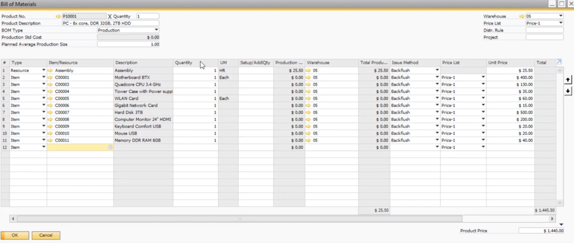 Production Backfill – WiSys Agility Essentials WMS for SAP Business One