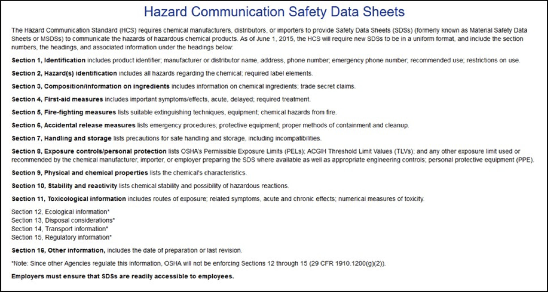 safety data sheets