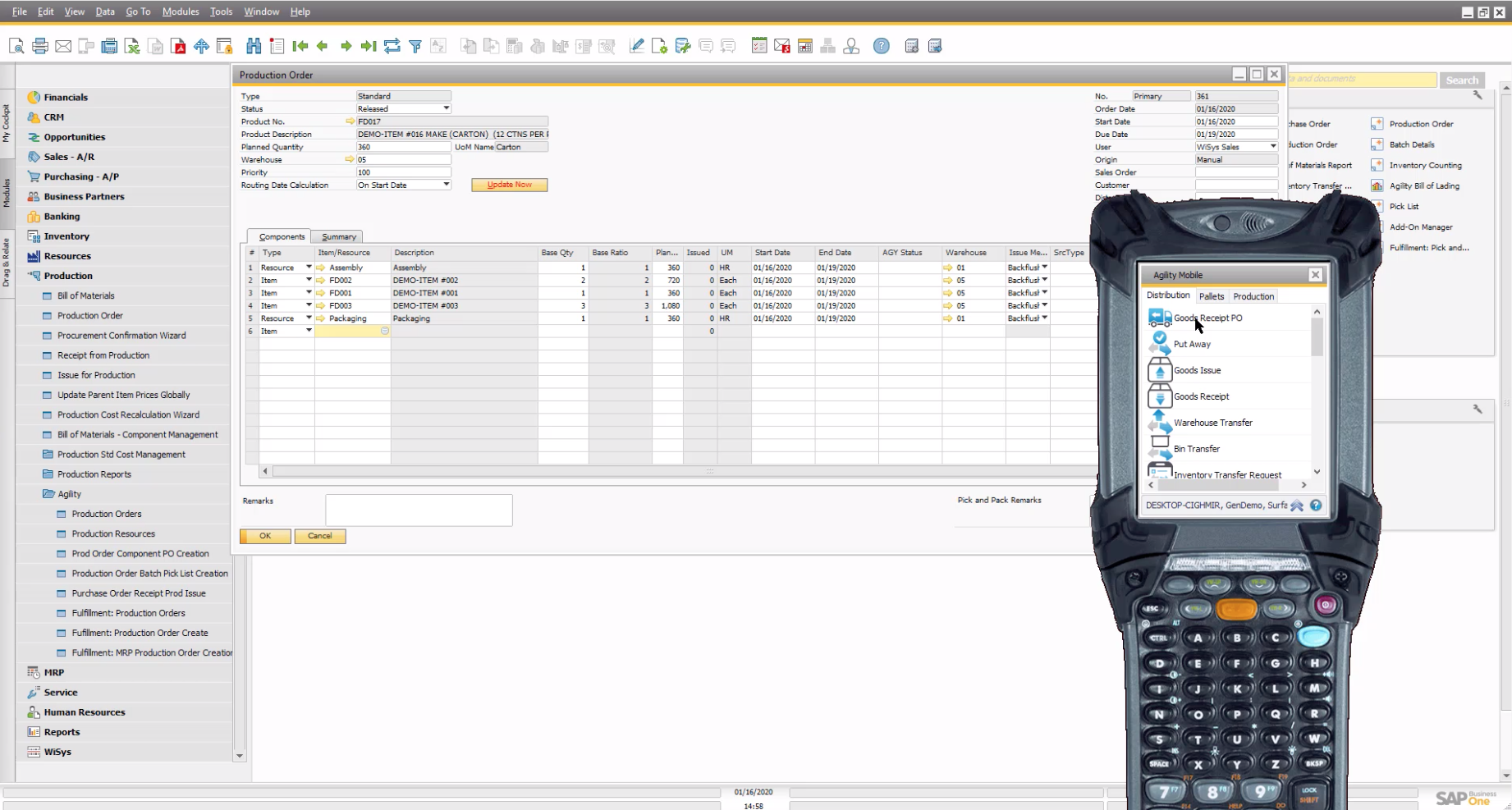 How to Quickly Create Released Production Orders in SAP Business One Using WiSys Agility