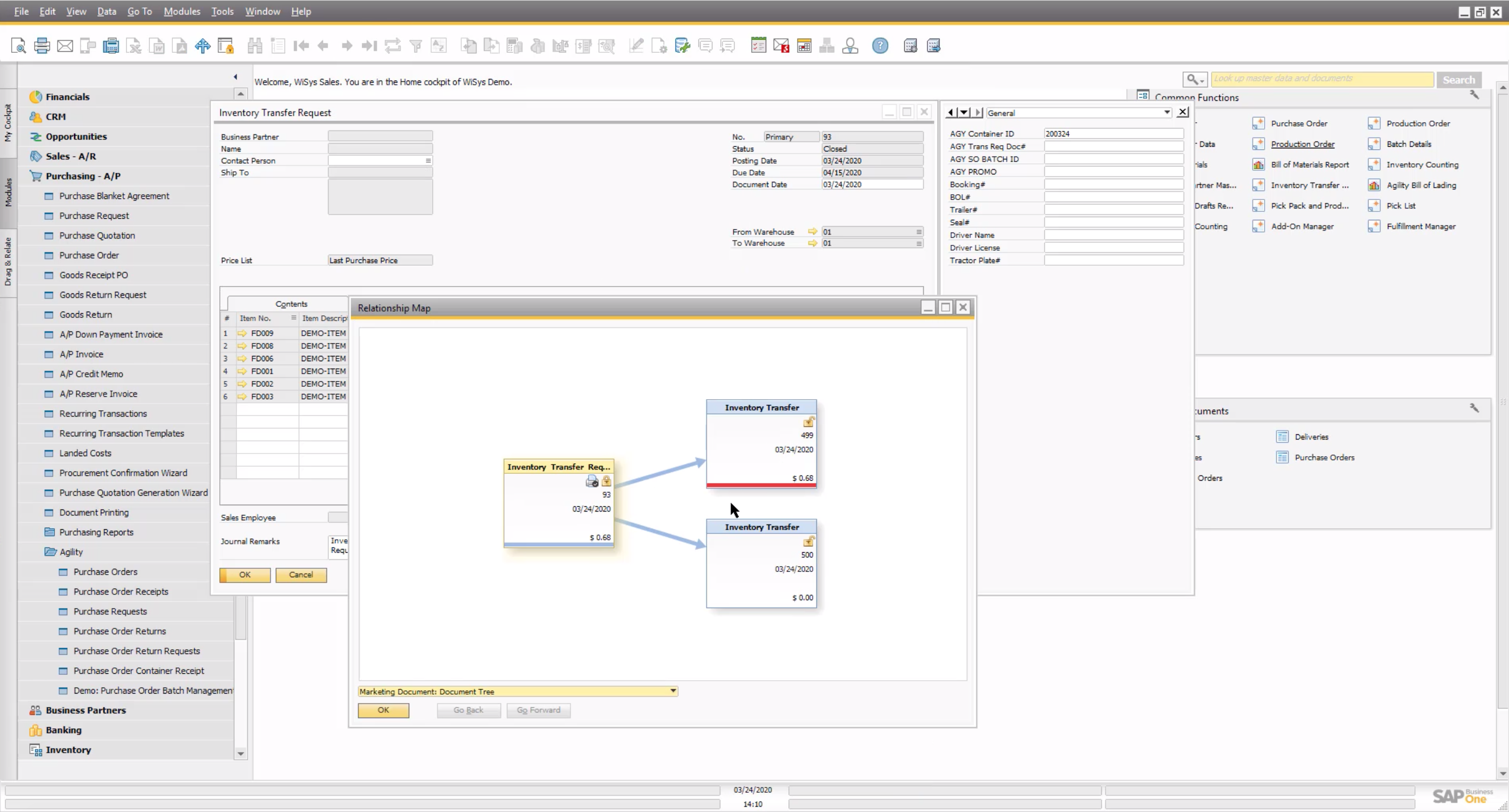 Purchase Order Container Tracking and Processing in SAP Business One Using WiSys Agility