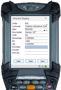 directed order picking screen